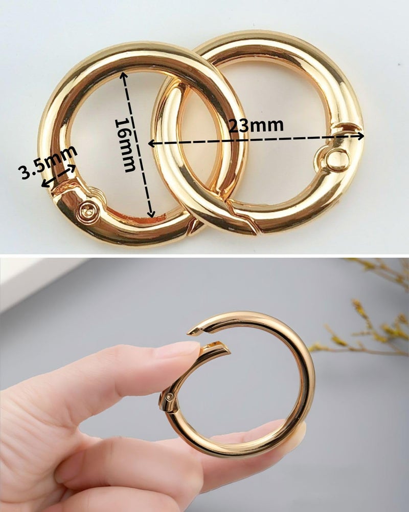 Hibmisy 50pcs 1 Inch Metal Spring O Rings,Round Carabiners Clips Snap Hooks for Keychains, Purse, Shoulder Bag,DIY Crafts (Gold) - Image 2